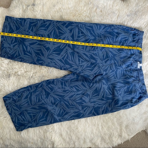 J. Jill Love Linen Blue Print Wide Leg Cropped Pants Medium Elastic Waist size L - Picture 7 of 11